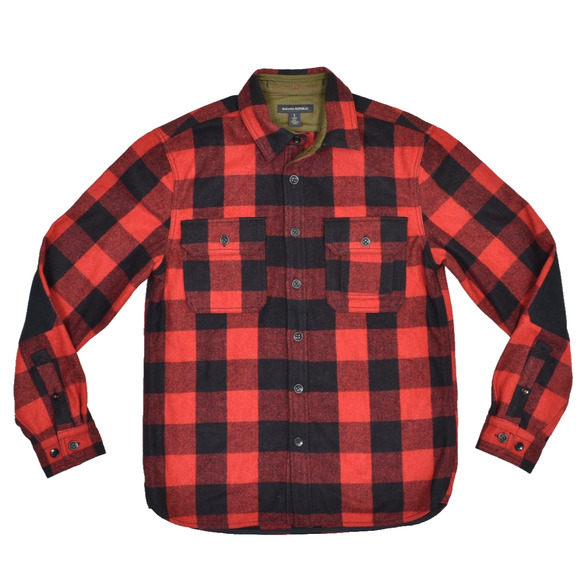 Banana Republic Men's Red Buffalo Plaid Wool Blend Flannel Shirt Jacket Size S - Picture 1 of 8